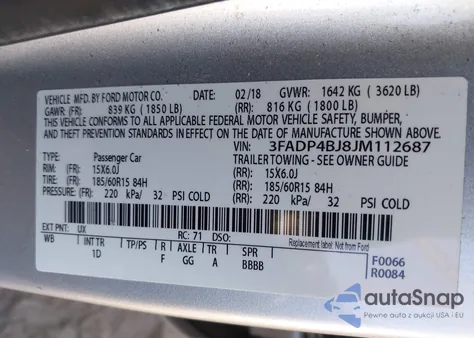 2018 Ford Fiesta Se from USA, damaged, VIN 3FADP4BJ8JM112687